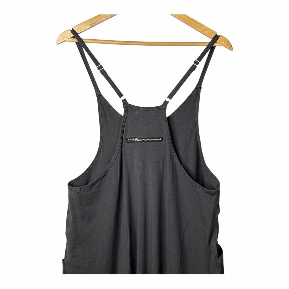 Slouchy Boho Gray Harem Jumpsuit Spaghetti Strap Pockets Comfy Small - Picture 6 of 8